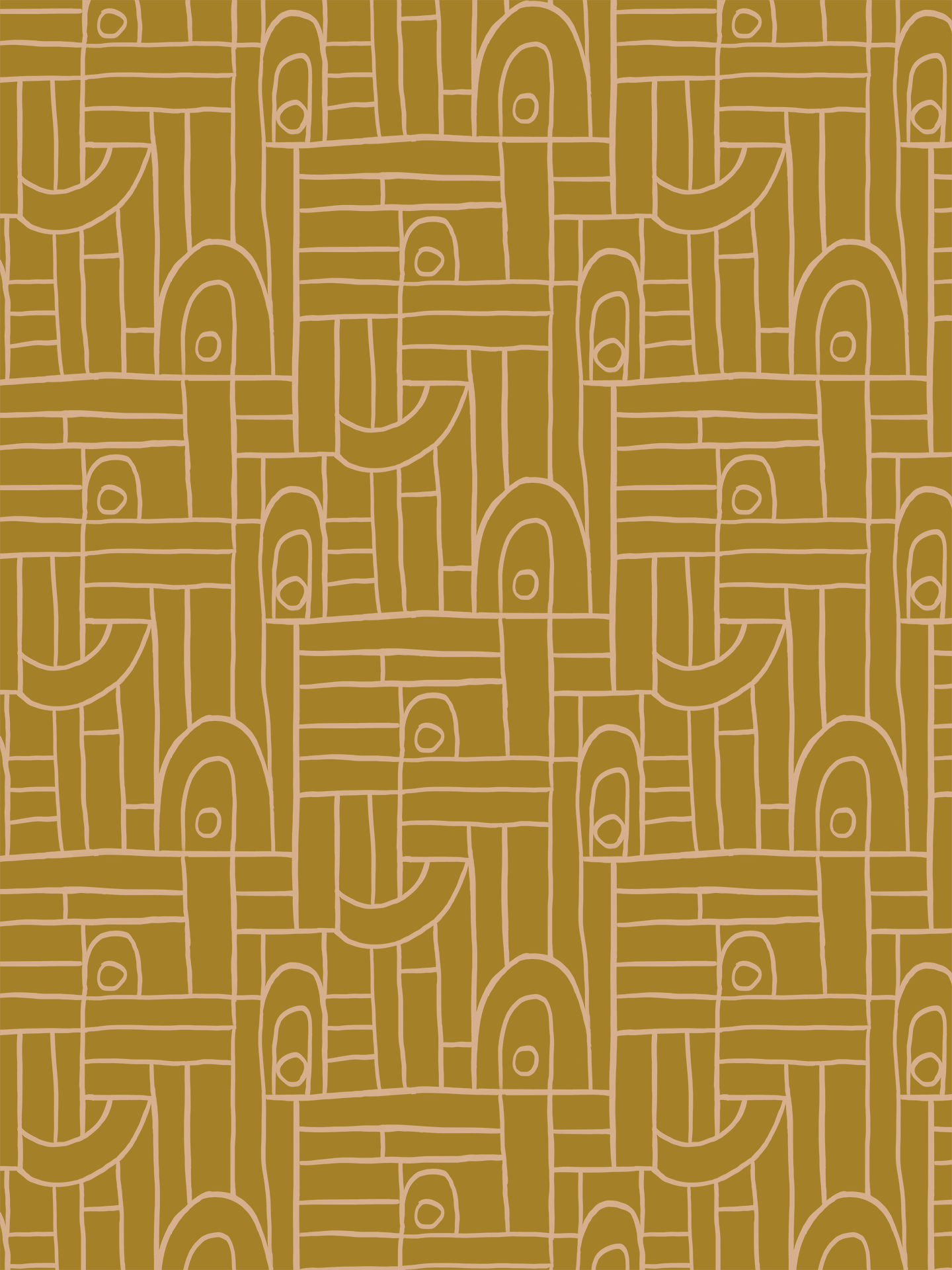 Deco Tile Wallpaper, mustard - mosswell.us