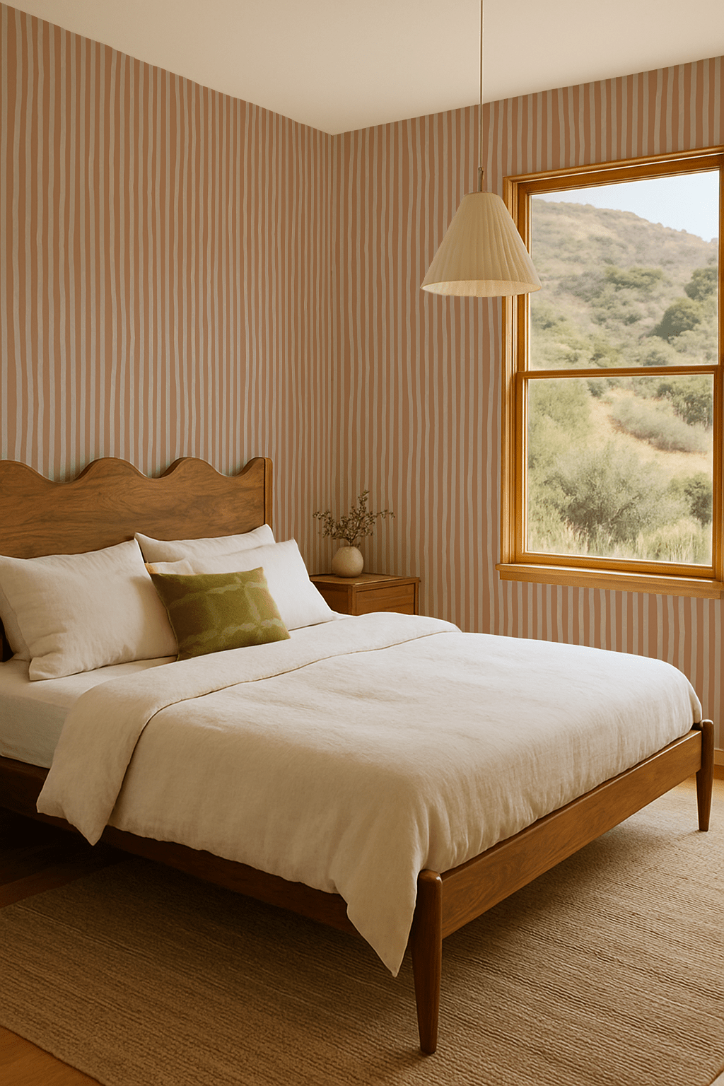 Dolce Stripe Wallpaper, apricot and off - white - mosswell.us