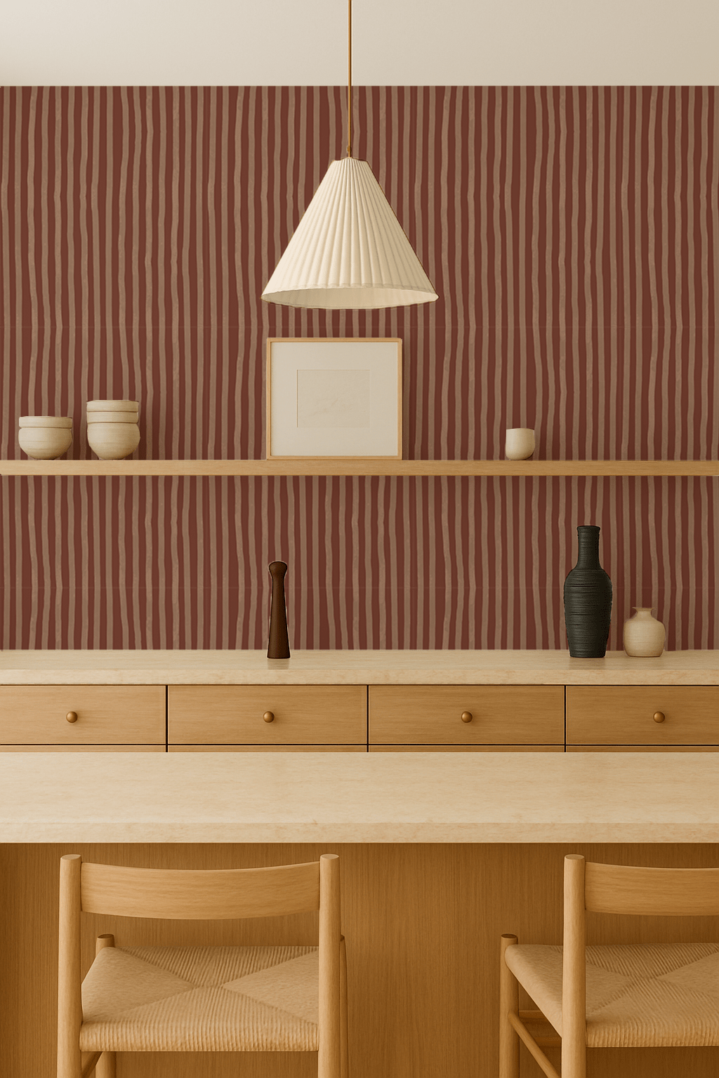 Dolce Stripe Wallpaper, brown and peach - mosswell.us