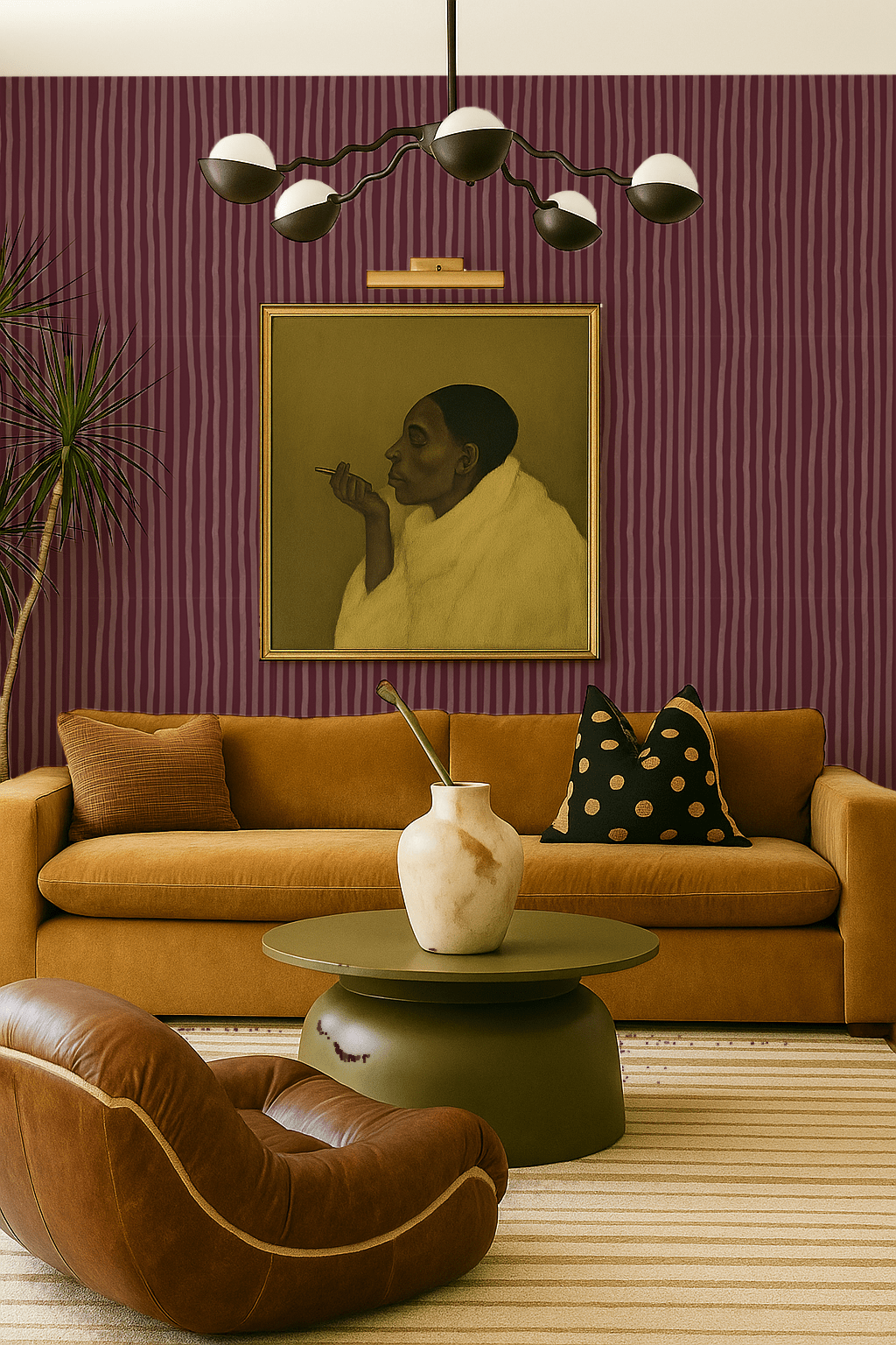 Dolce Stripe Wallpaper, eggplant and mauve - mosswell.us