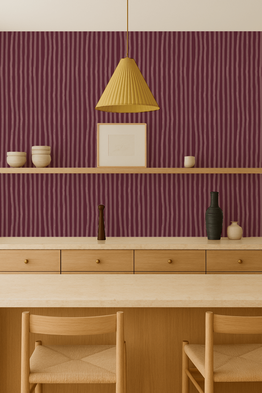 Dolce Stripe Wallpaper, eggplant and mauve - mosswell.us