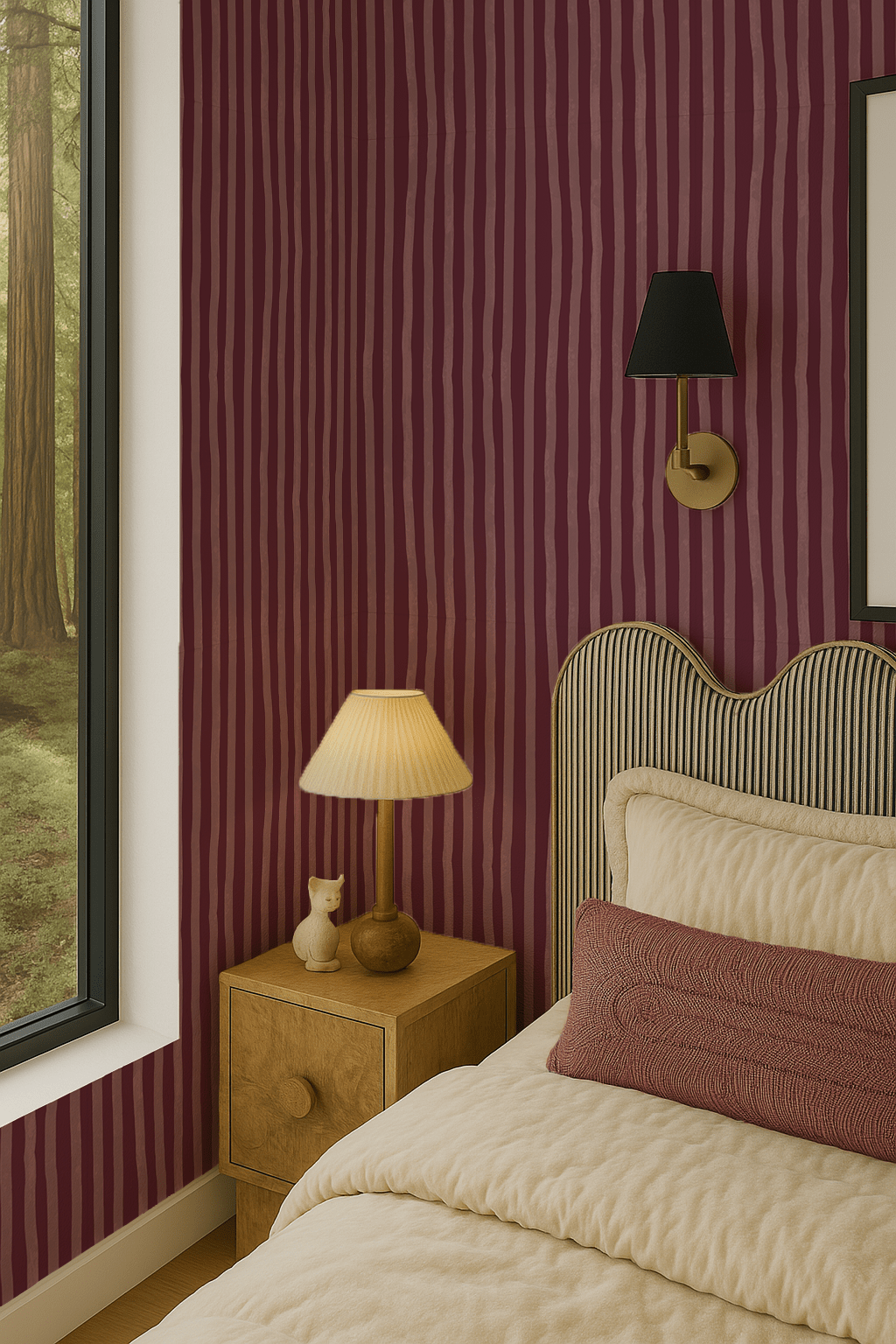 Dolce Stripe Wallpaper, eggplant and mauve - mosswell.us