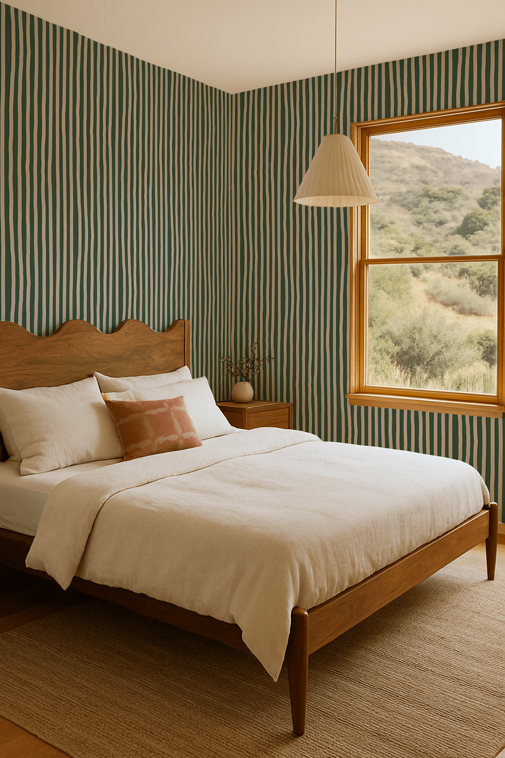 Dolce Stripe Wallpaper, green and beige - mosswell.us