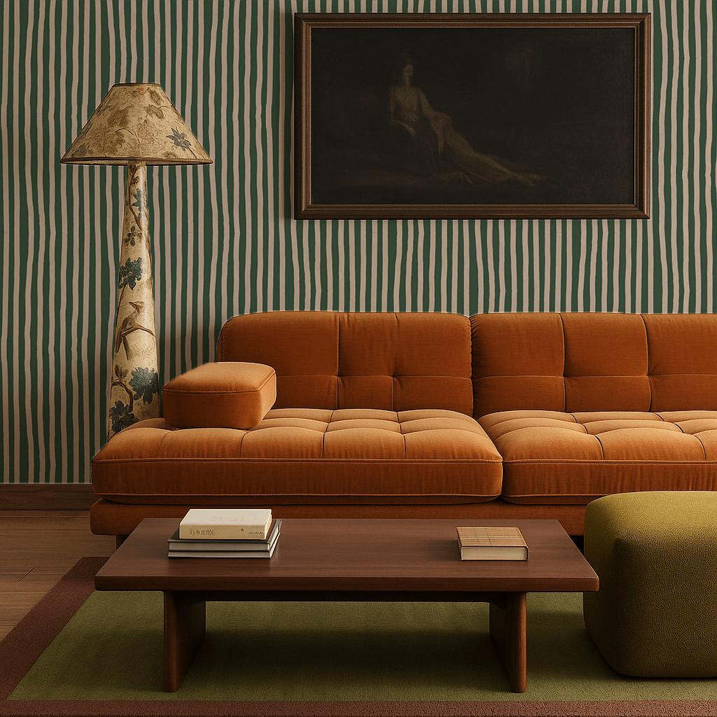 Dolce Stripe Wallpaper, green and beige - mosswell.us