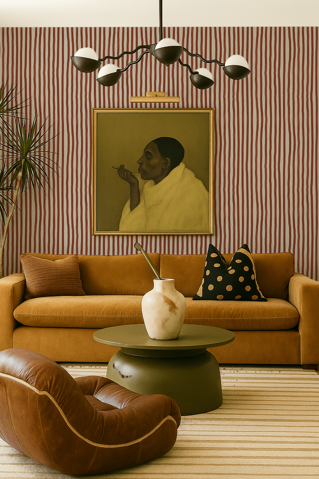 Dolce Stripe Wallpaper, off - white and brick red - mosswell.us