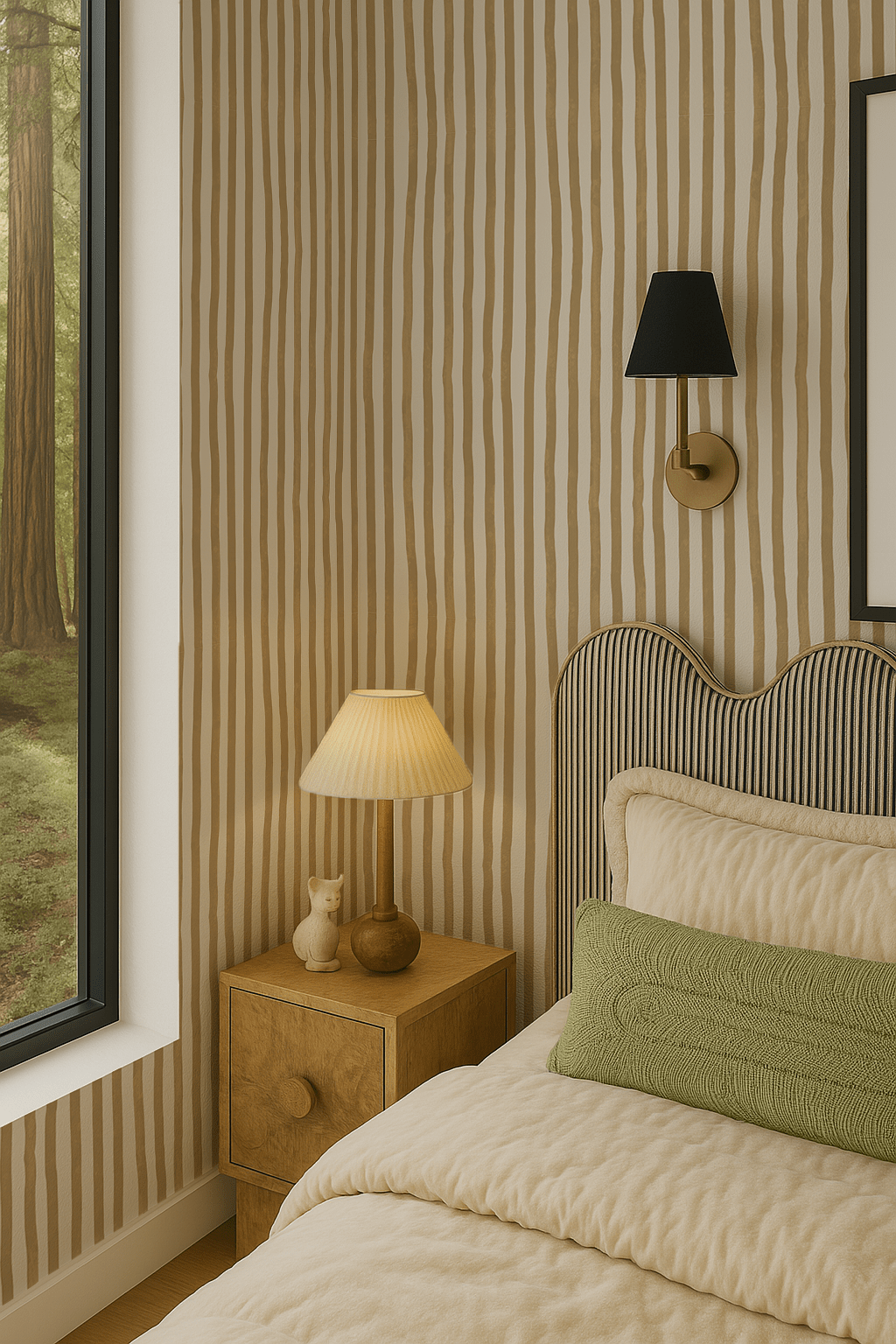 Dolce Stripe Wallpaper, off - white and butter yellow - mosswell.us