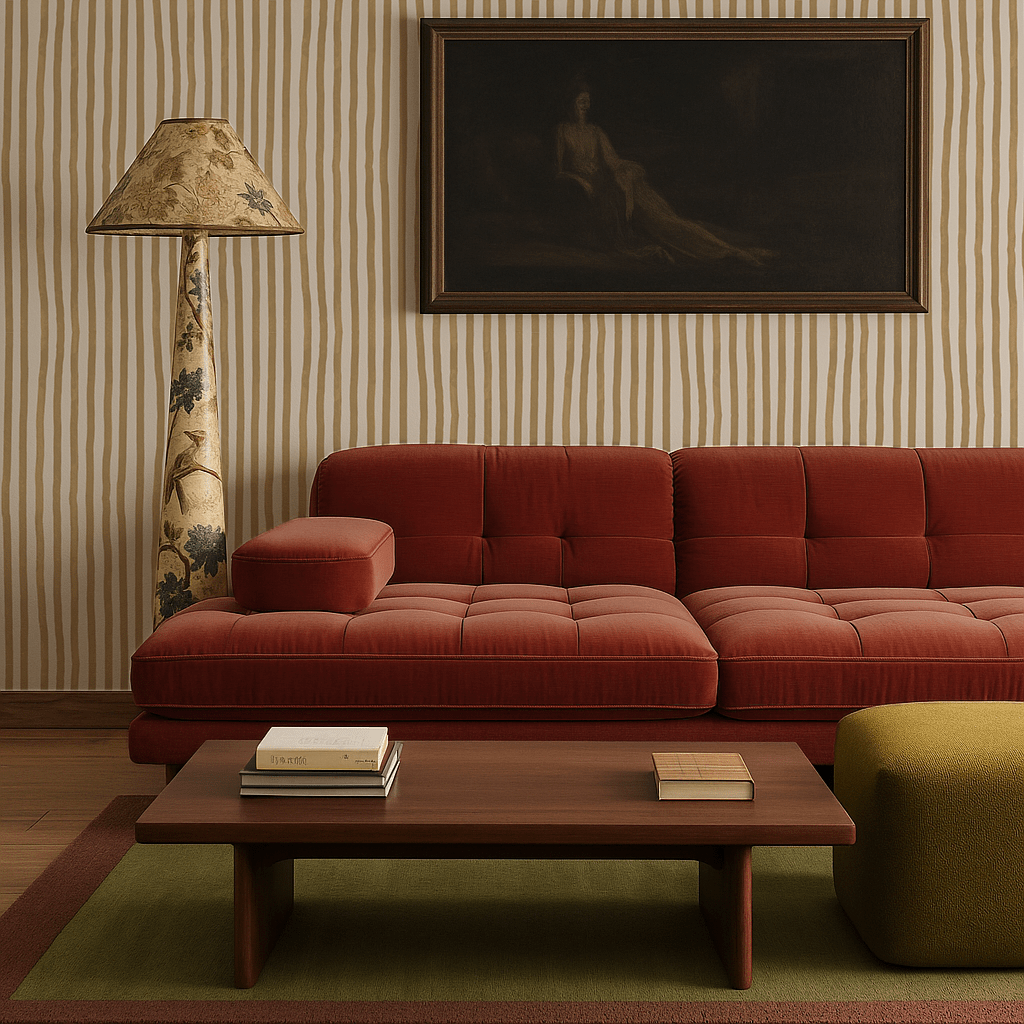 Dolce Stripe Wallpaper, off - white and butter yellow - mosswell.us