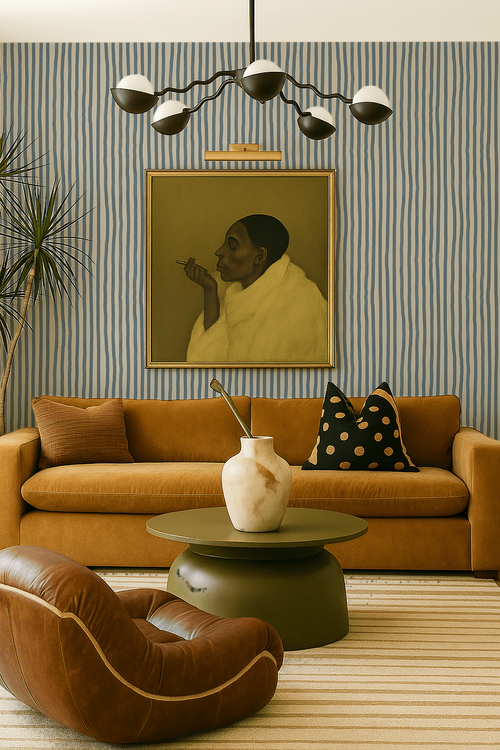 Dolce Stripe Wallpaper, off - white and dusty blue - mosswell.us