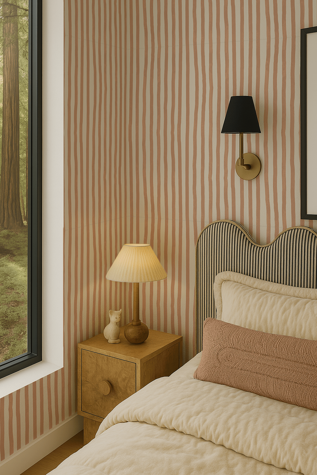 Dolce Stripe Wallpaper, off - white and peach - mosswell.us