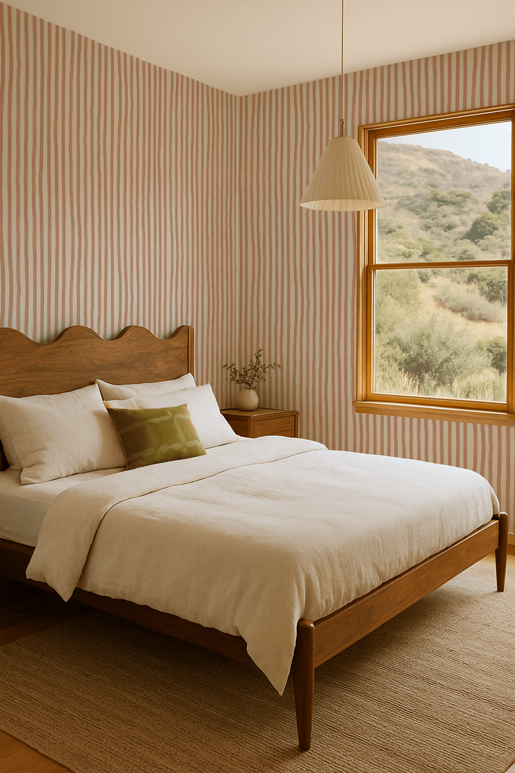 Dolce Stripe Wallpaper, off - white and peach - mosswell.us