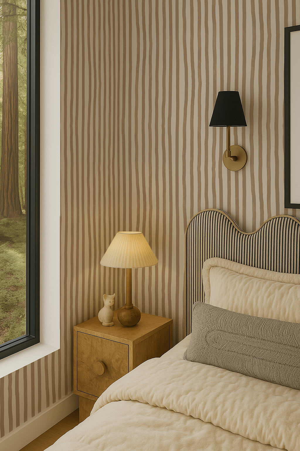 Dolce Stripe Wallpaper, off - white and tan - mosswell.us