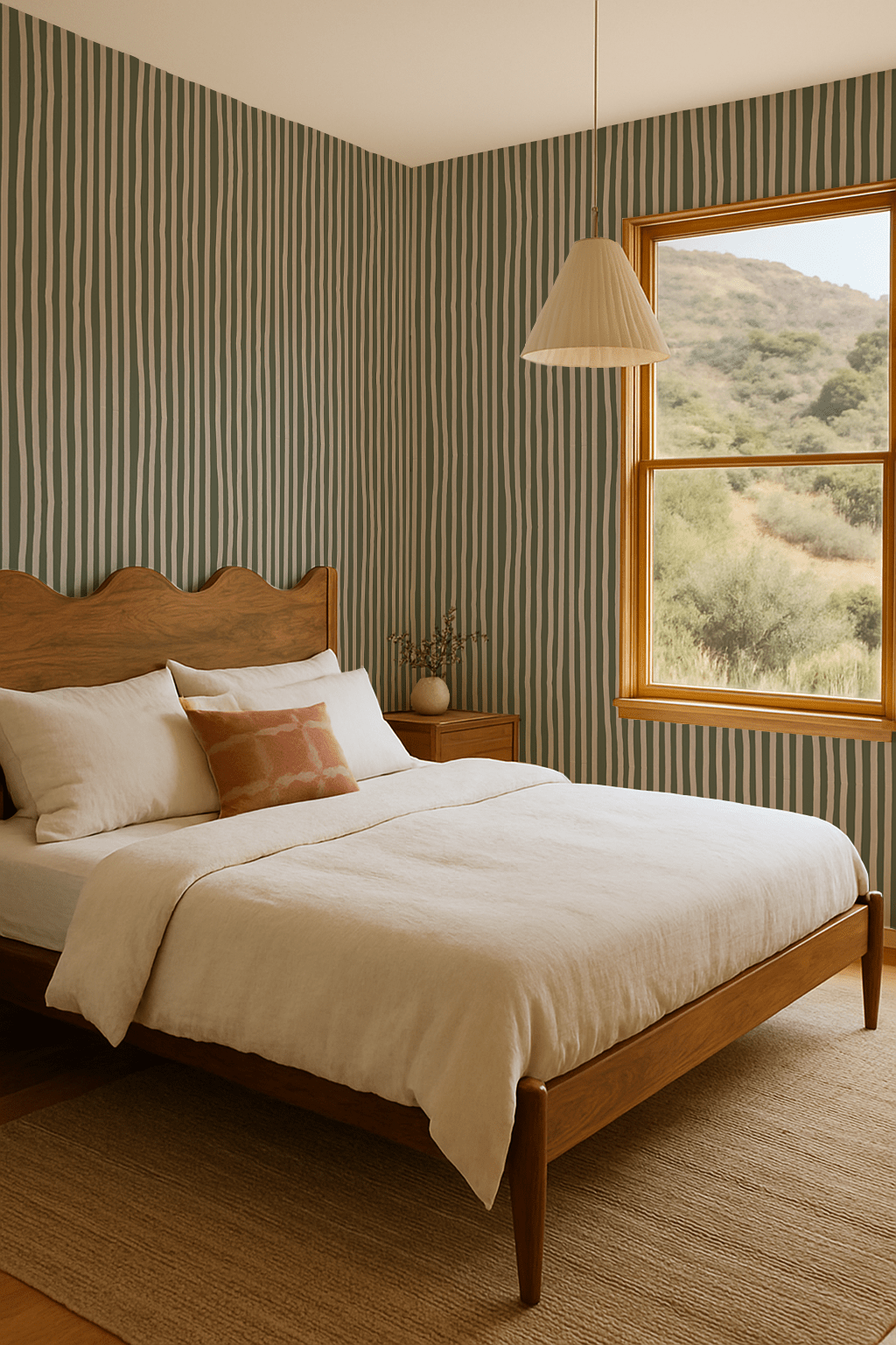 Dolce Stripe Wallpaper, olive green and tan - mosswell.us