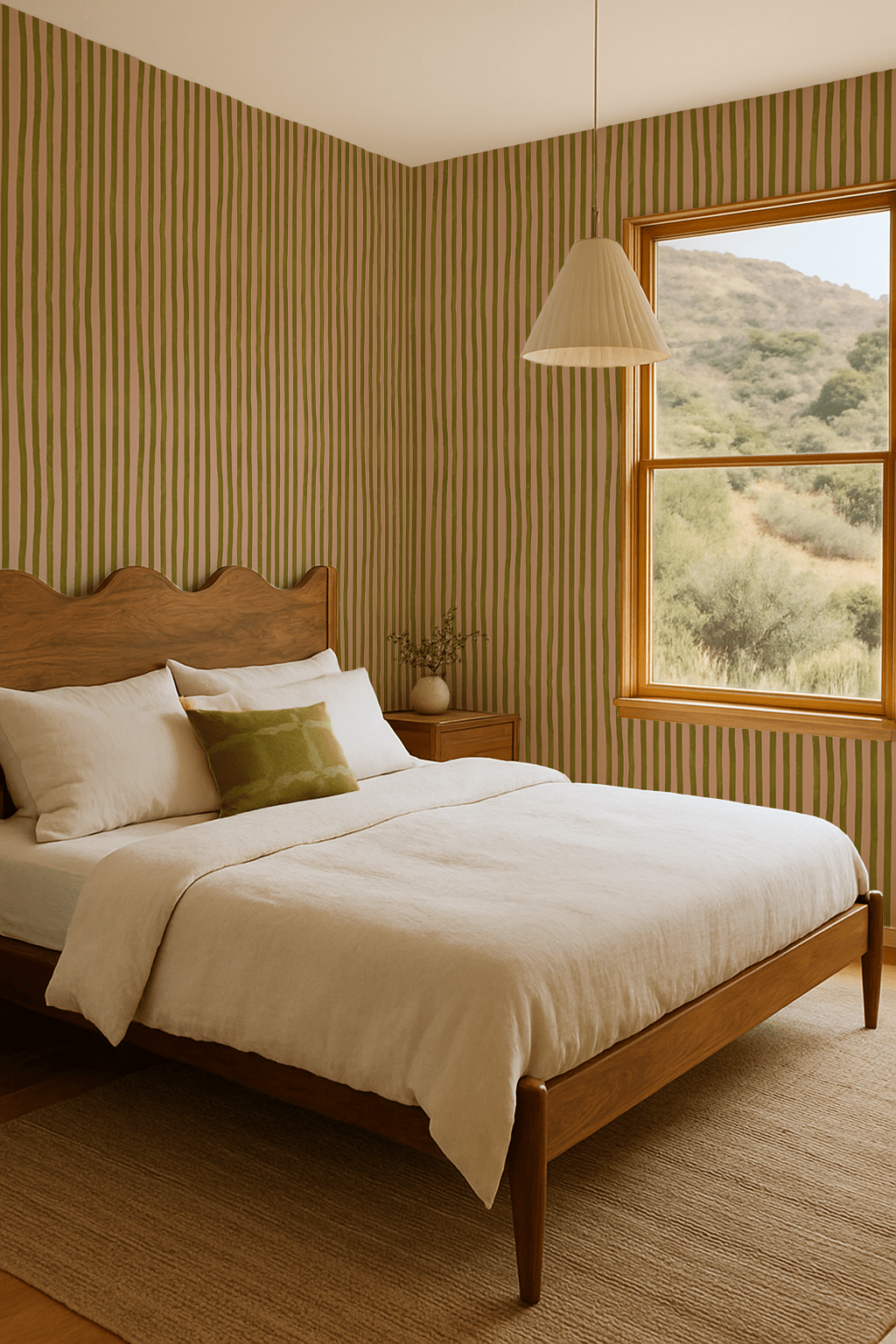 Dolce Stripe Wallpaper, peach and chartreuse - mosswell.us