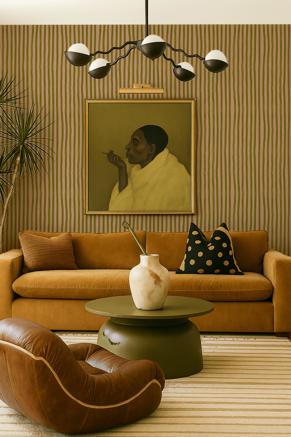 Dolce Stripe Wallpaper, peach and chartreuse - mosswell.us