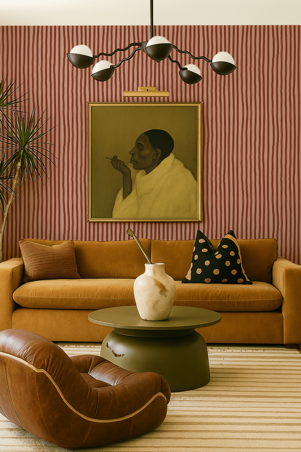Dolce Stripe Wallpaper, pink and brick red - mosswell.us