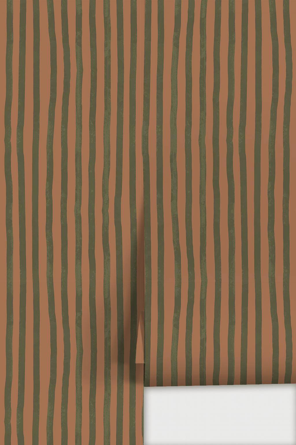 Dolce Stripe Wallpaper, terra cotta and olive - mosswell.us