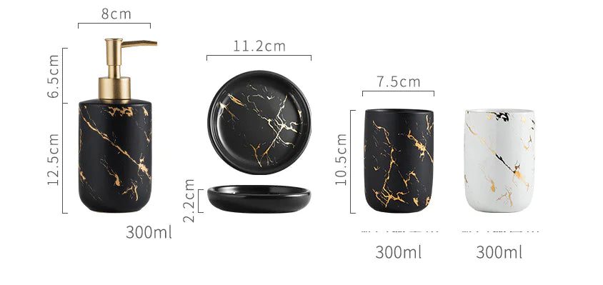 Ceramic Bathroom Vanity Set with Marble Pattern