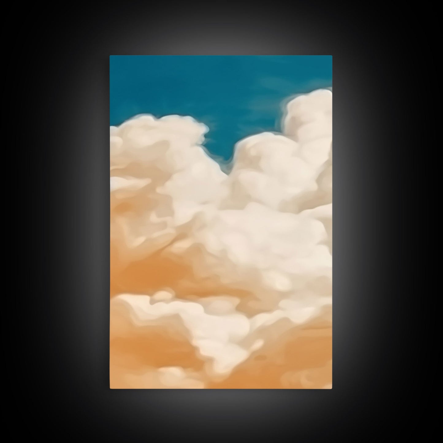 Framed Canvas Wall Art Set of 3 Pastel Clouds, Navy Blue Sky, Nature Landscape Prints, Minimalist Modern Art Nature Boho Wall Decor - mosswell.us