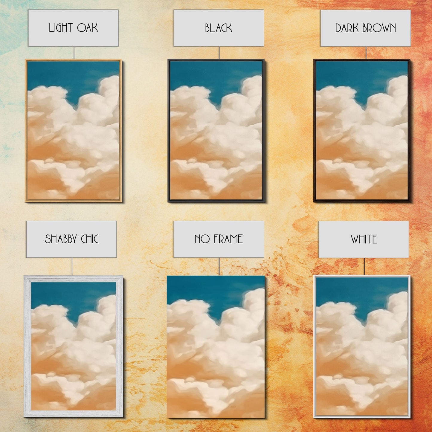 Framed Canvas Wall Art Set of 3 Pastel Clouds, Navy Blue Sky, Nature Landscape Prints, Minimalist Modern Art Nature Boho Wall Decor - mosswell.us