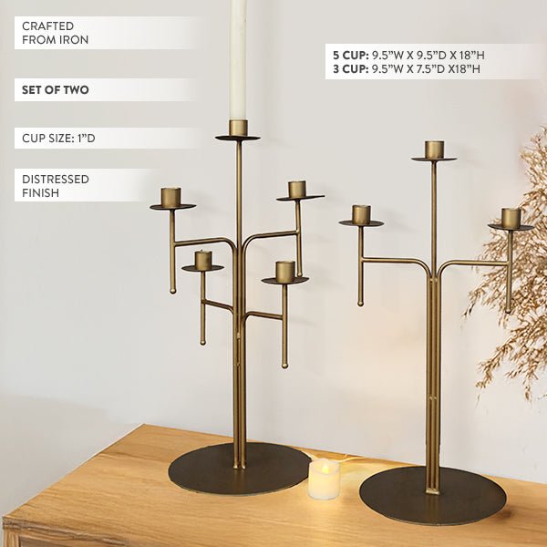 Freestanding Antique Iron Candelabra, Set of Two - mosswell.us