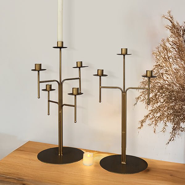 Freestanding Antique Iron Candelabra, Set of Two - mosswell.us
