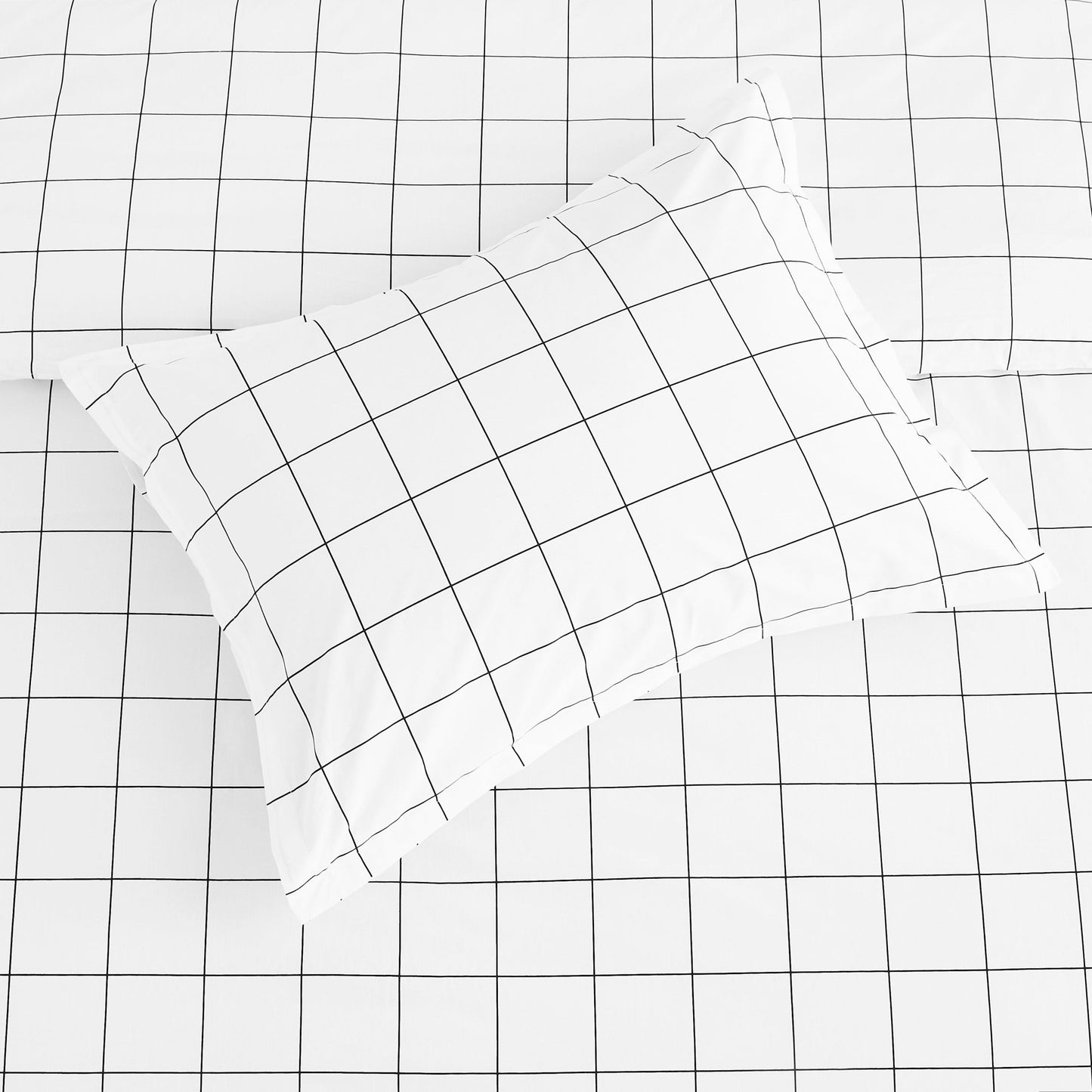 Grid Printed Cotton Percale Duvet Set - mosswell.us