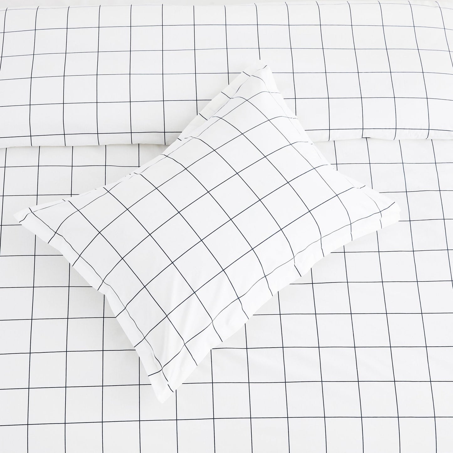 Grid Printed Cotton Percale Duvet Set - mosswell.us