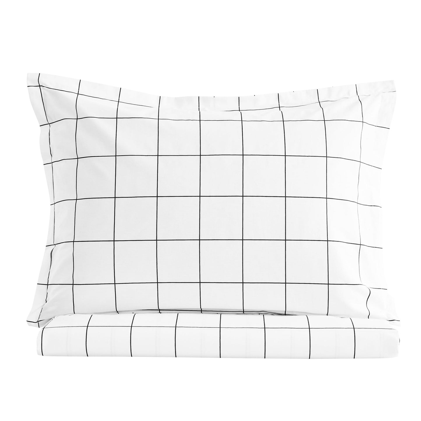 Grid Printed Cotton Percale Duvet Set - mosswell.us