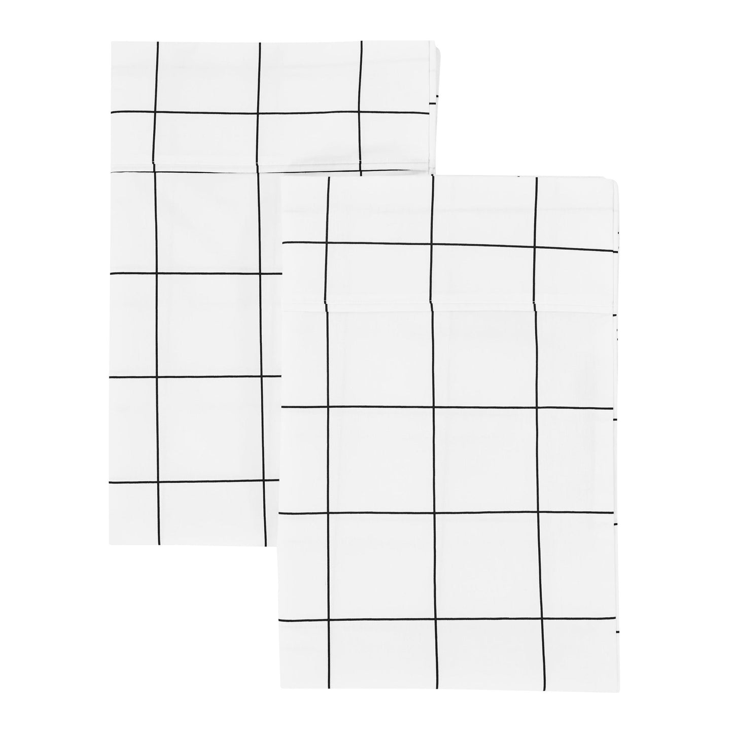 Grid Printed Cotton Percale Pillowcases - mosswell.us