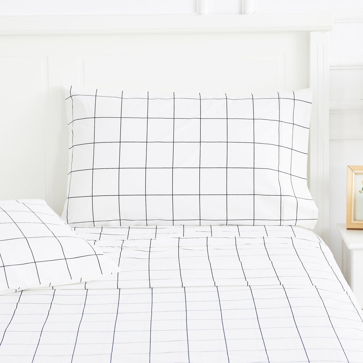 Grid Printed Cotton Percale Pillowcases - mosswell.us