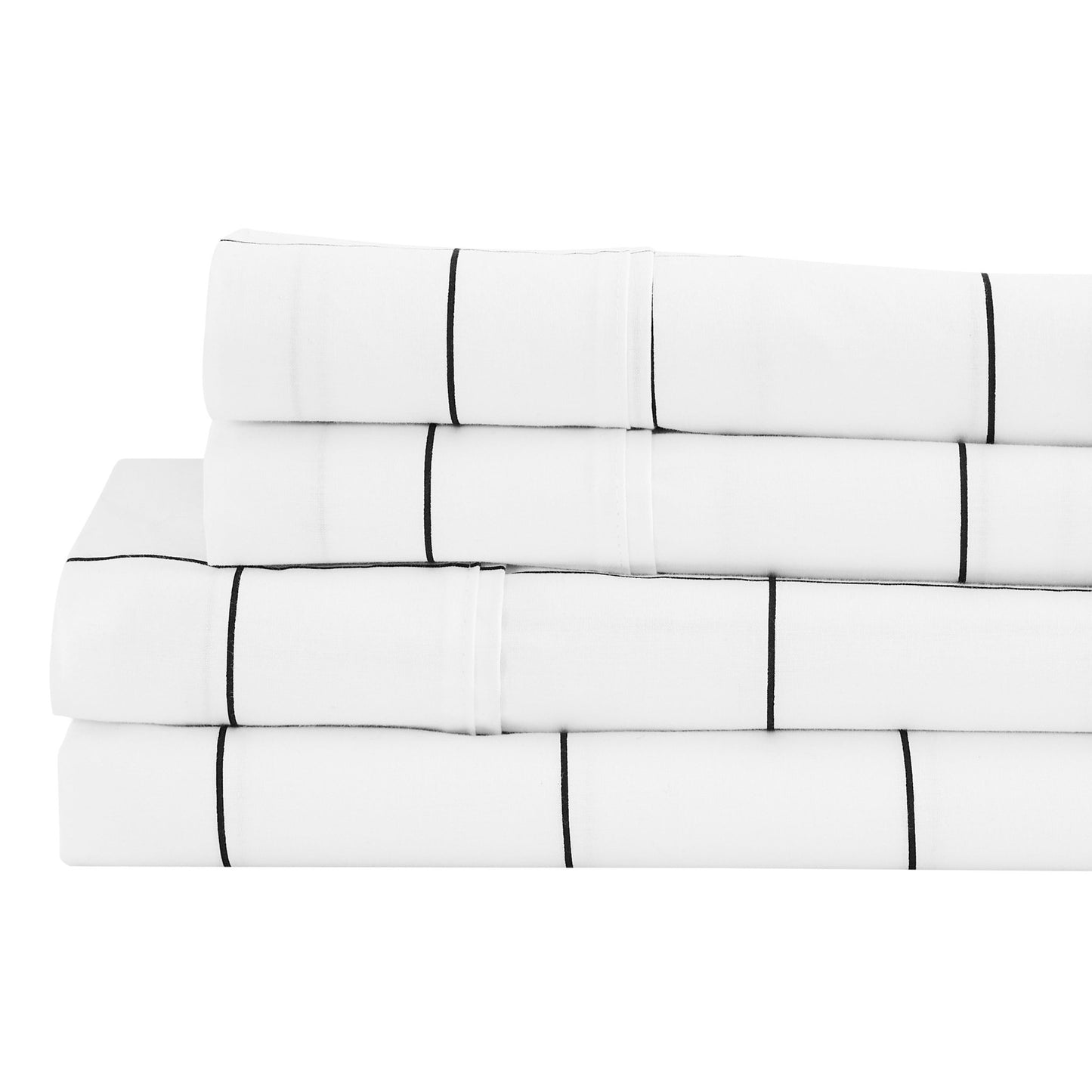 Grid Printed Cotton Percale Sheet Set - mosswell.us