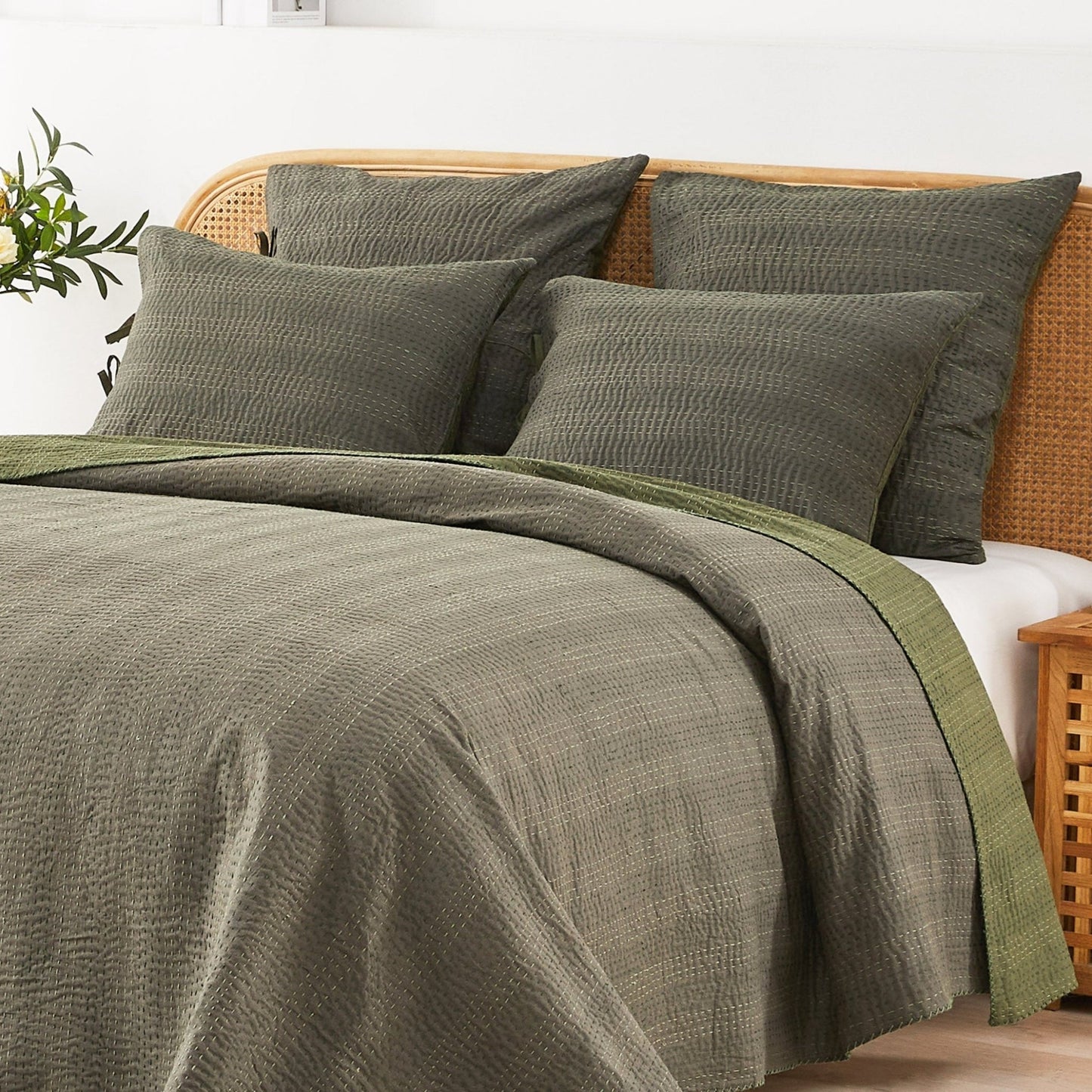 Hand Stitched Reversible Kantha Coverlets - mosswell.us