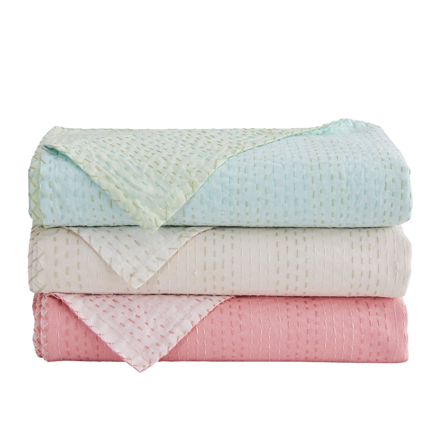 Hand Stitched Reversible Kantha Coverlets - mosswell.us