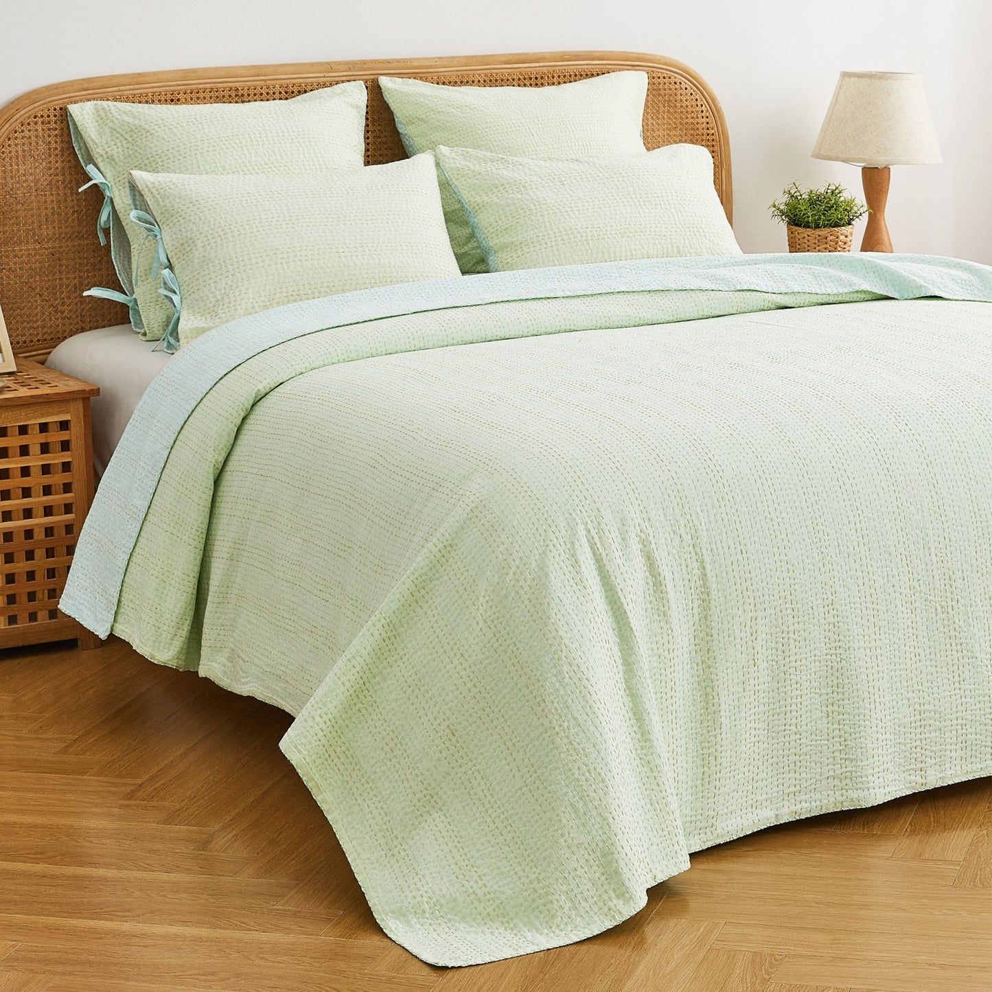 Hand Stitched Reversible Kantha Coverlets - mosswell.us