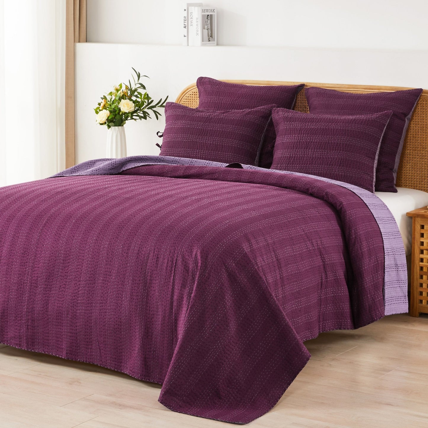 Hand Stitched Reversible Kantha Coverlets - mosswell.us