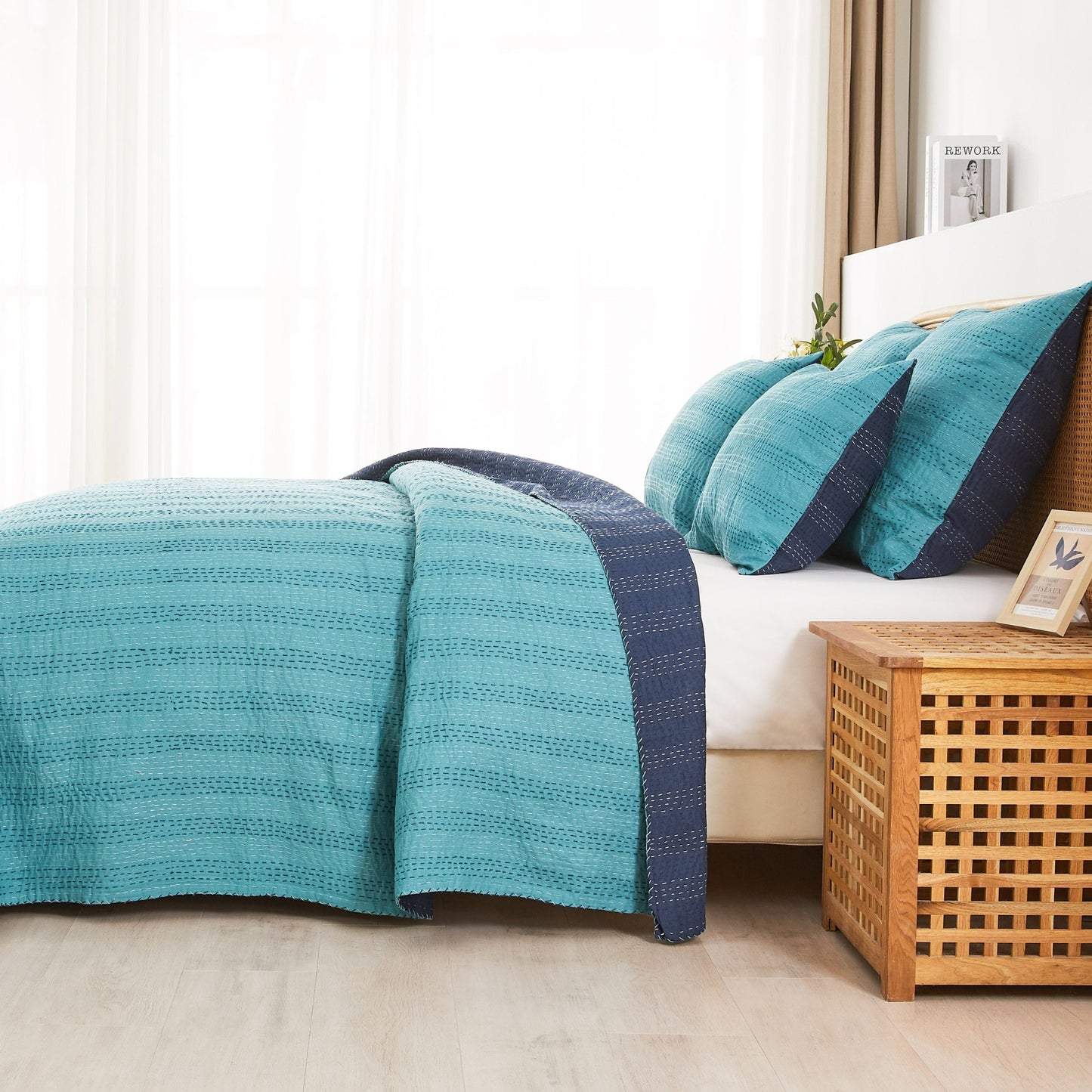 Hand Stitched Reversible Kantha Coverlets - mosswell.us