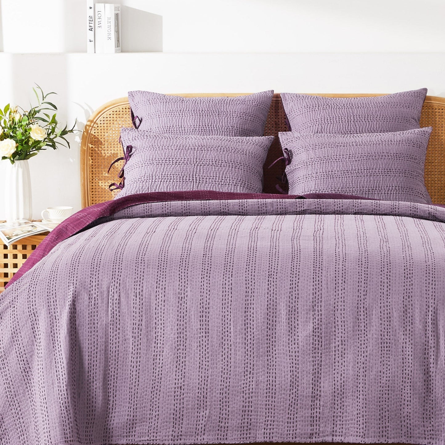 Hand Stitched Reversible Kantha Coverlets - mosswell.us