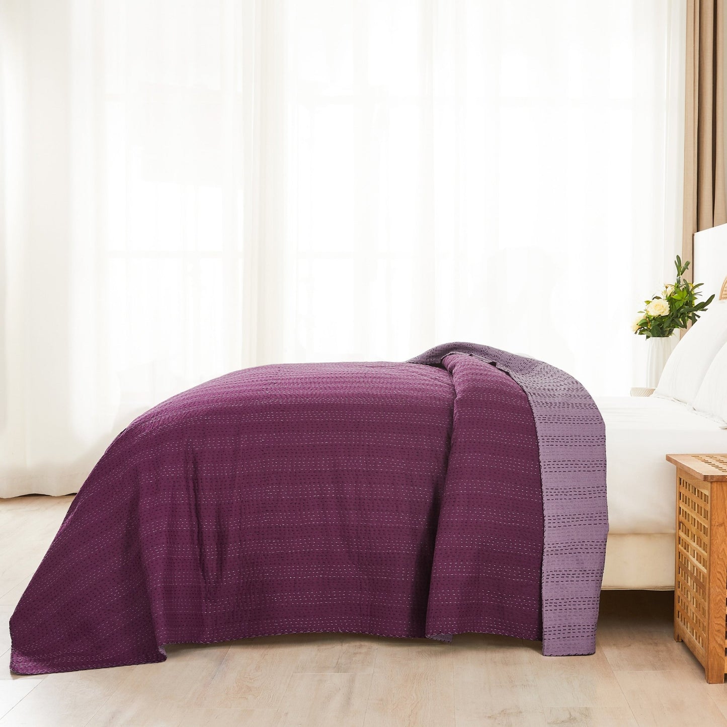 Hand Stitched Reversible Kantha Coverlets - mosswell.us