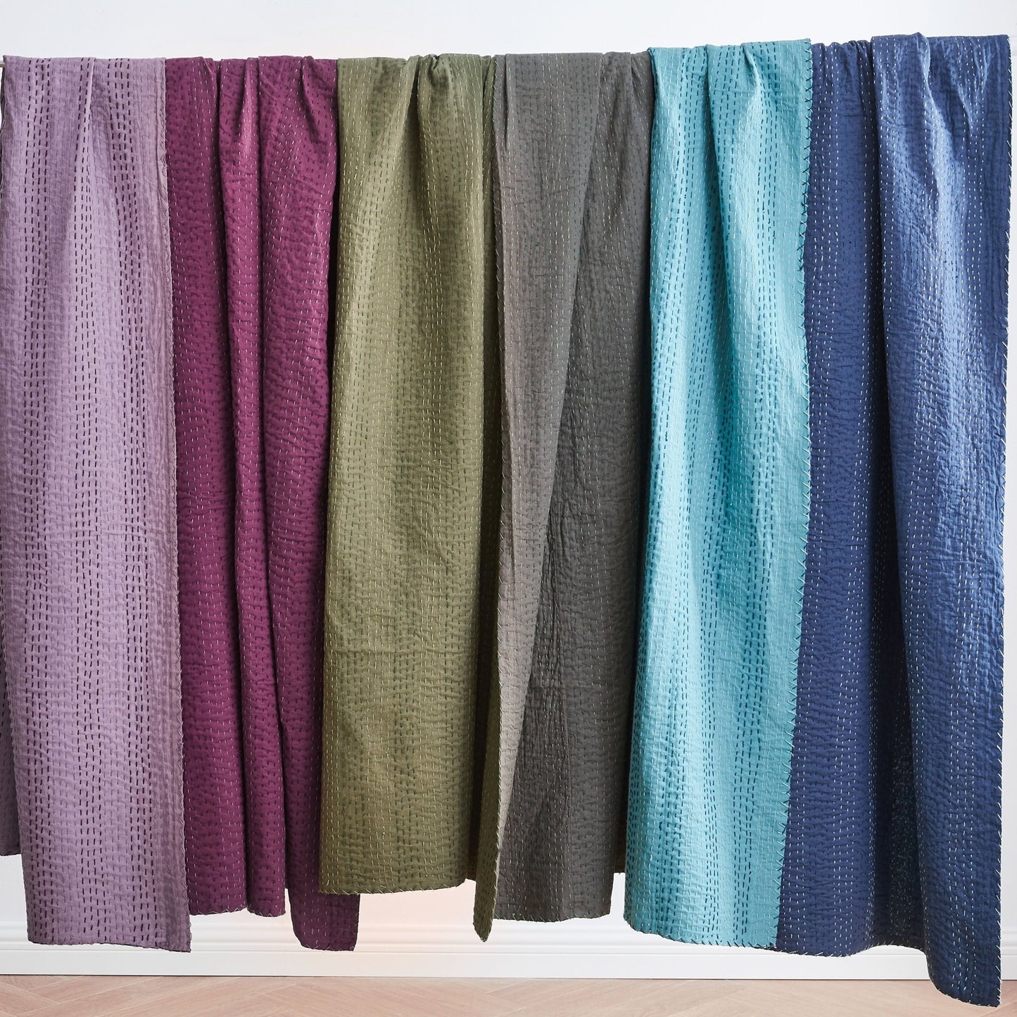 Hand Stitched Reversible Kantha Coverlets - mosswell.us