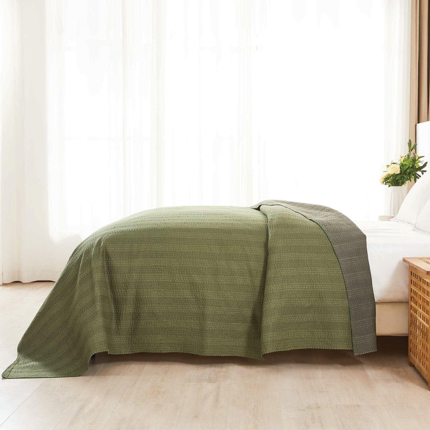 Hand Stitched Reversible Kantha Coverlets - mosswell.us