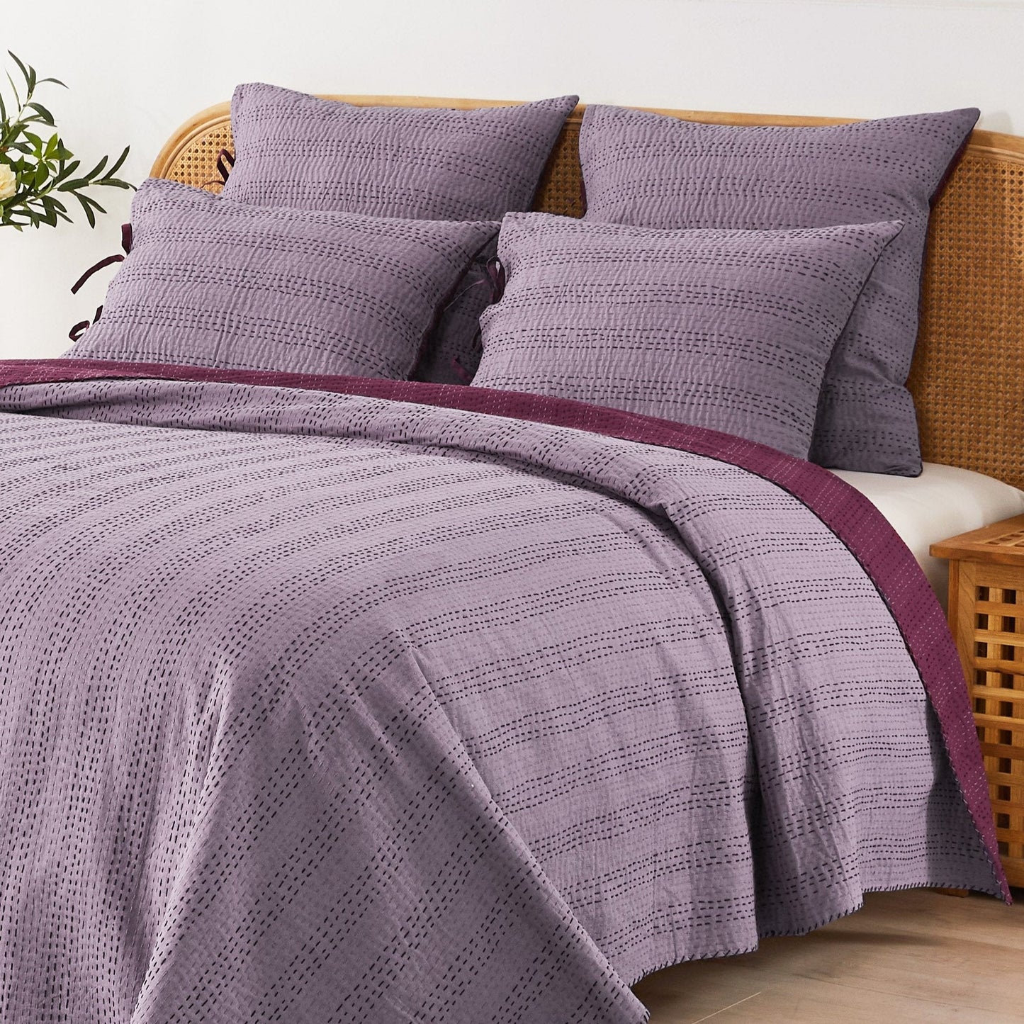 Hand Stitched Reversible Kantha Pillow Sham Pairs - mosswell.us