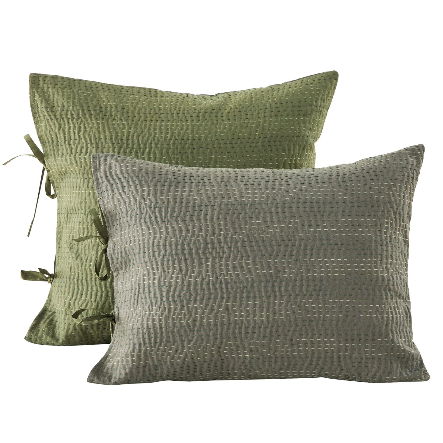 Hand Stitched Reversible Kantha Pillow Sham Pairs - mosswell.us