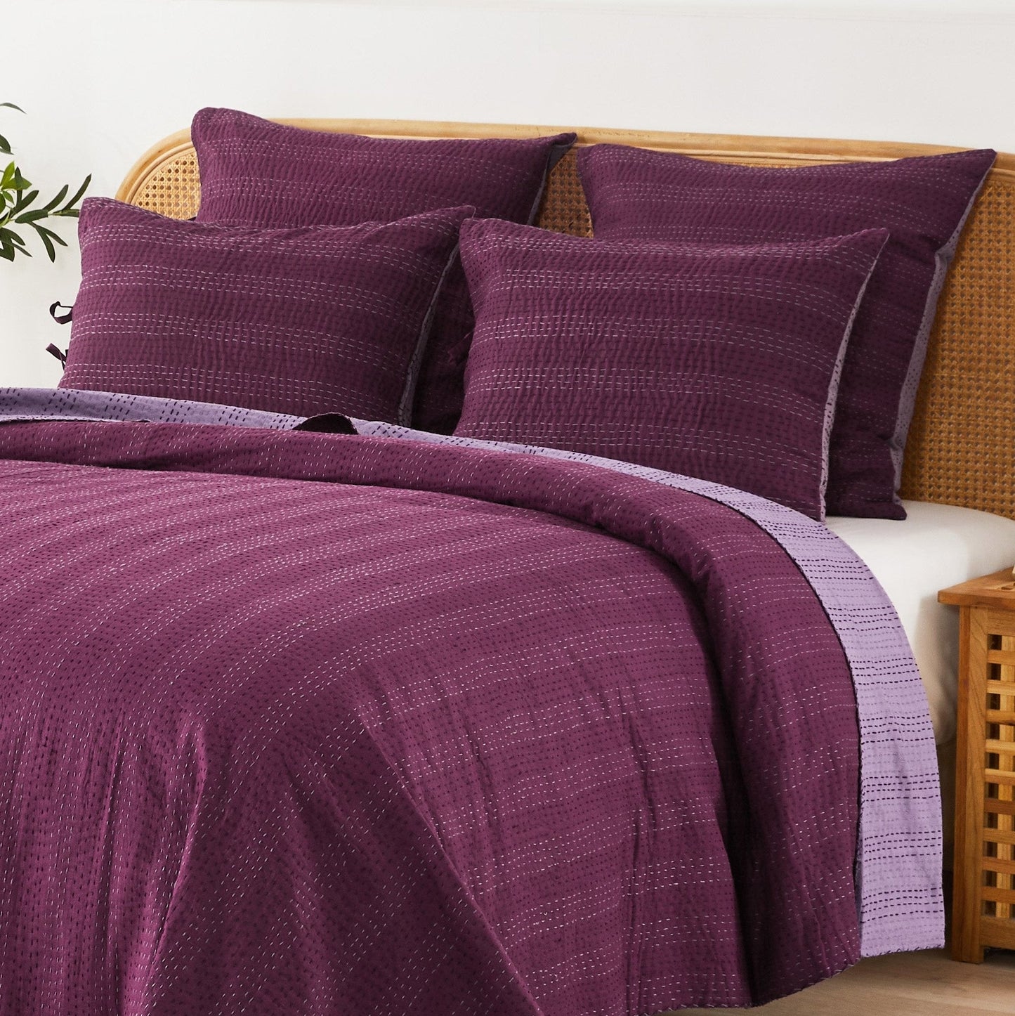 Hand Stitched Reversible Kantha Pillow Sham Pairs - mosswell.us