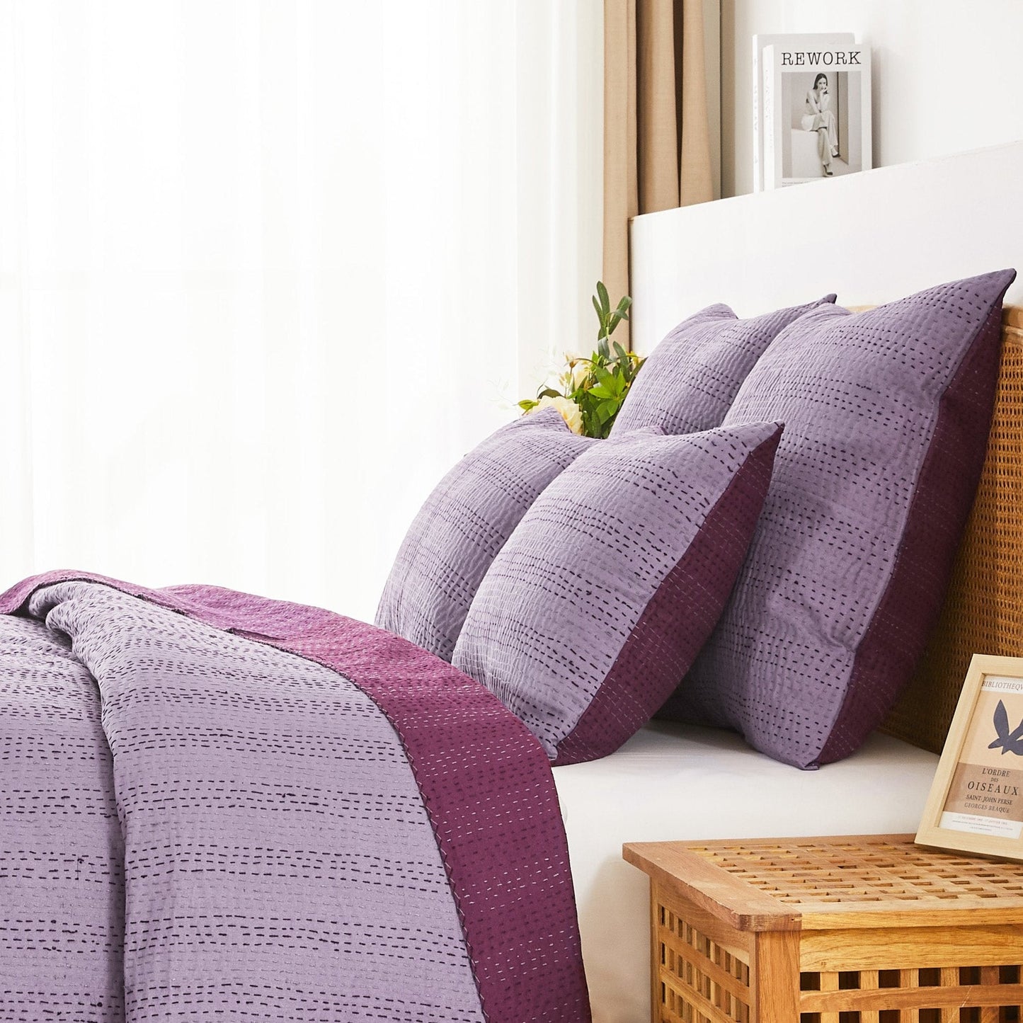 Hand Stitched Reversible Kantha Pillow Sham Pairs - mosswell.us