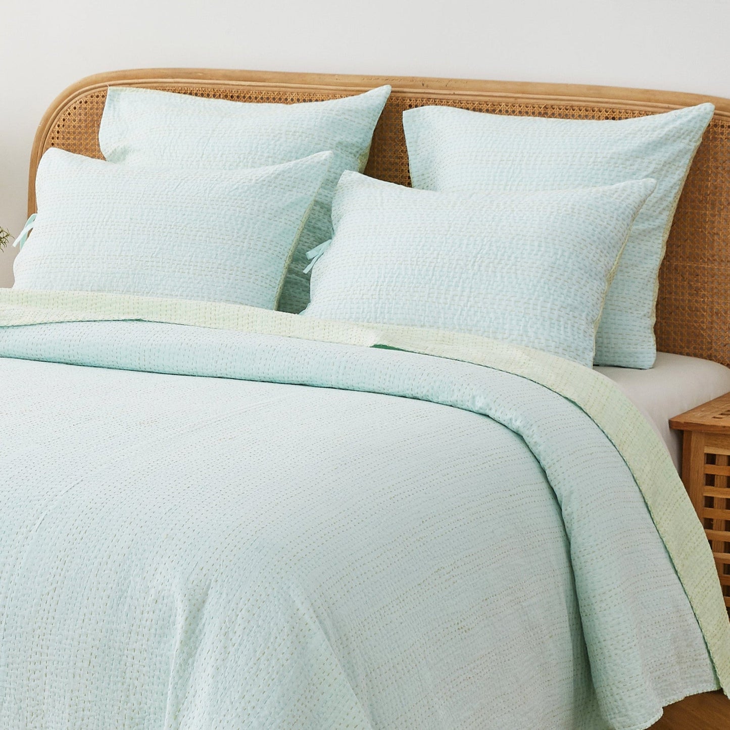 Hand Stitched Reversible Kantha Pillow Sham Pairs - mosswell.us