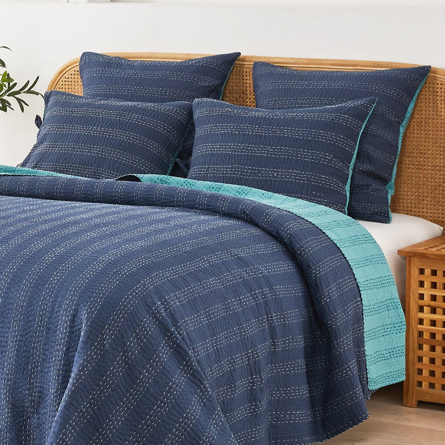 Hand Stitched Reversible Kantha Pillow Sham Pairs - mosswell.us