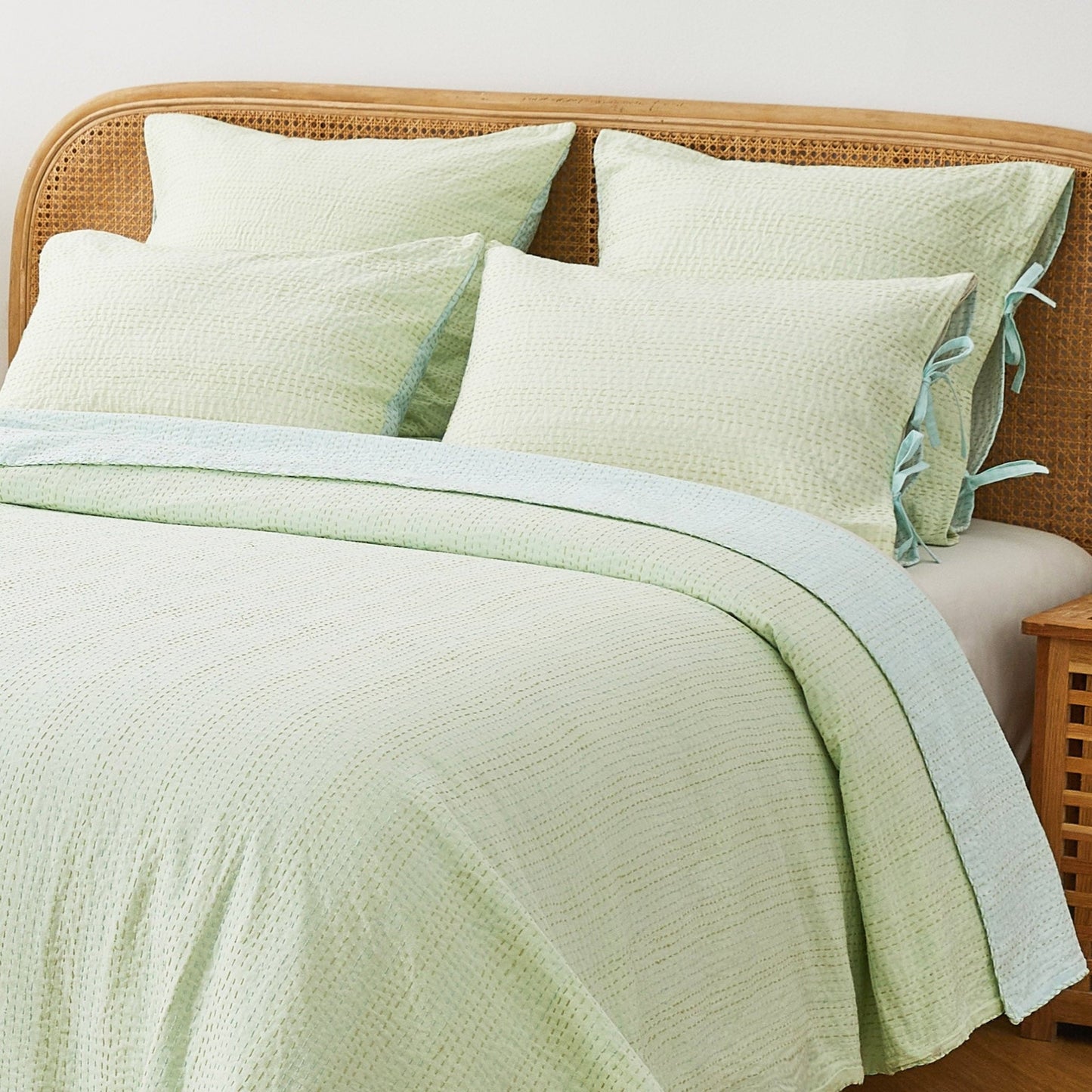 Hand Stitched Reversible Kantha Pillow Sham Pairs - mosswell.us