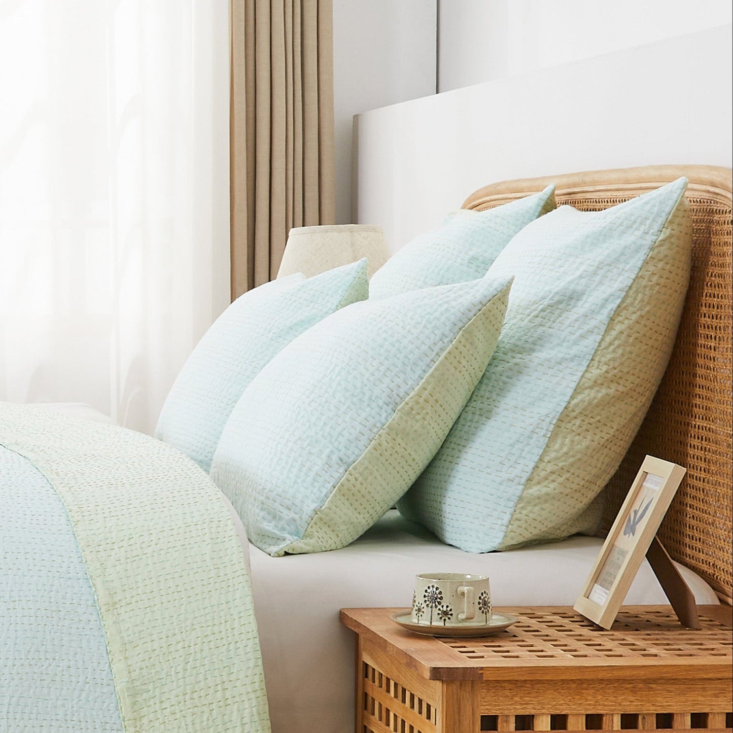 Hand Stitched Reversible Kantha Pillow Sham Pairs - mosswell.us