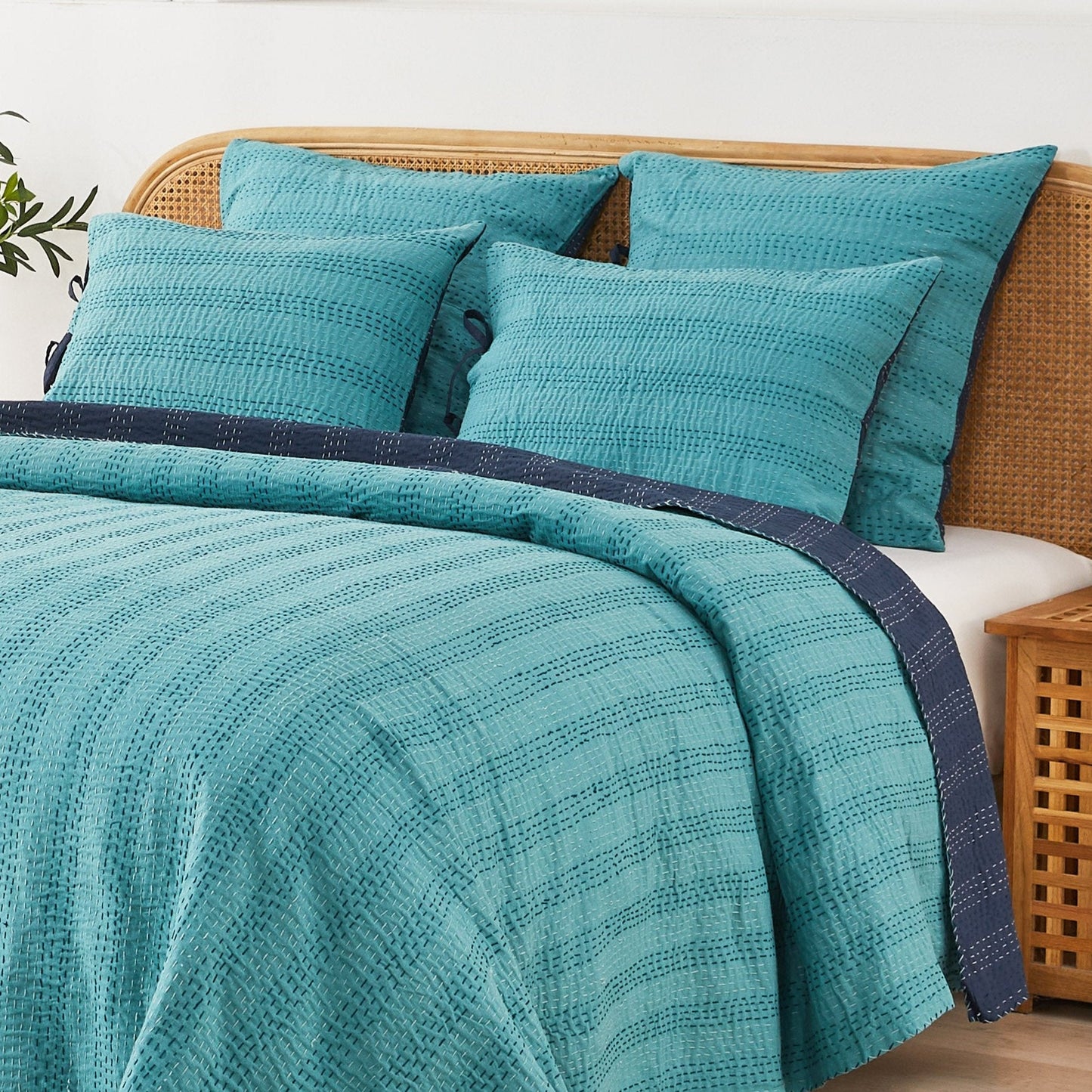 Hand Stitched Reversible Kantha Pillow Sham Pairs - mosswell.us