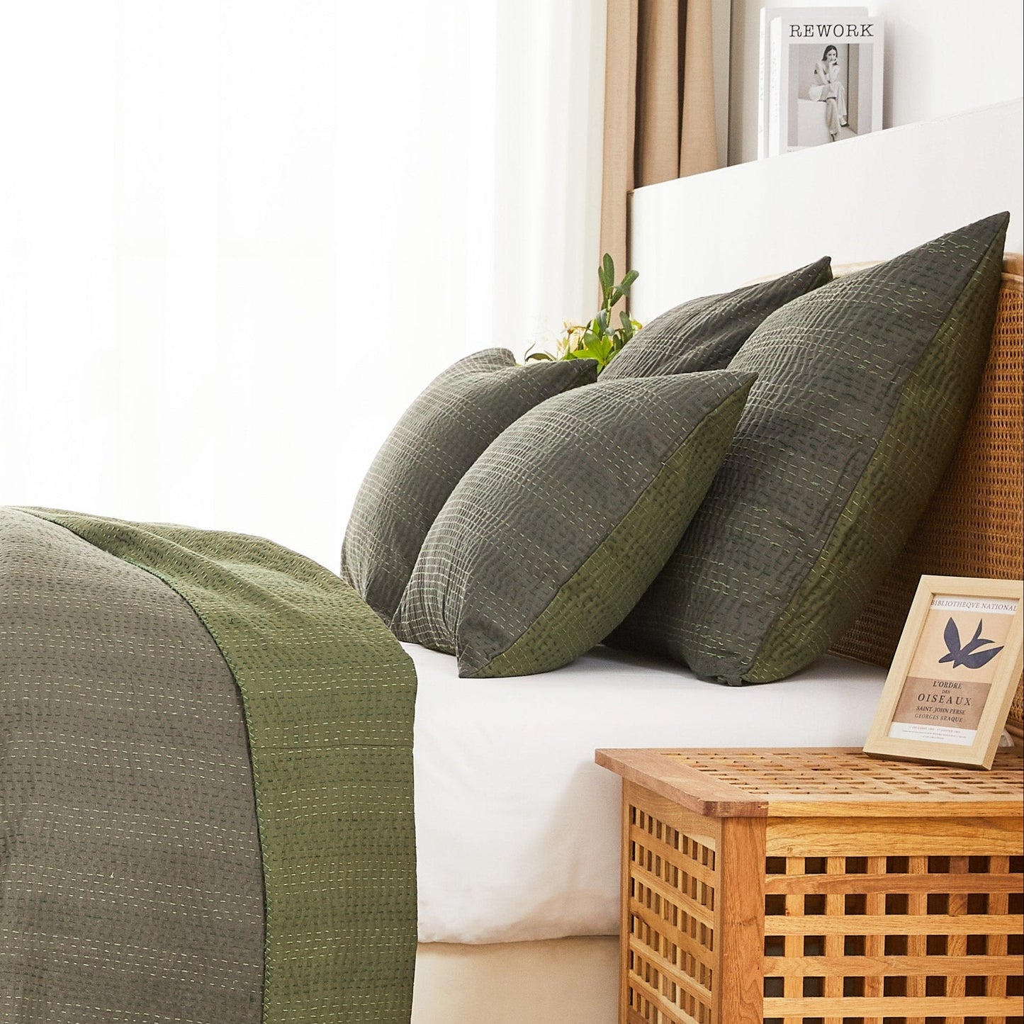 Hand Stitched Reversible Kantha Pillow Sham Pairs - mosswell.us